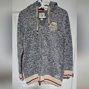 Roots Gray Zip-Up Cardigan with Cream Accents